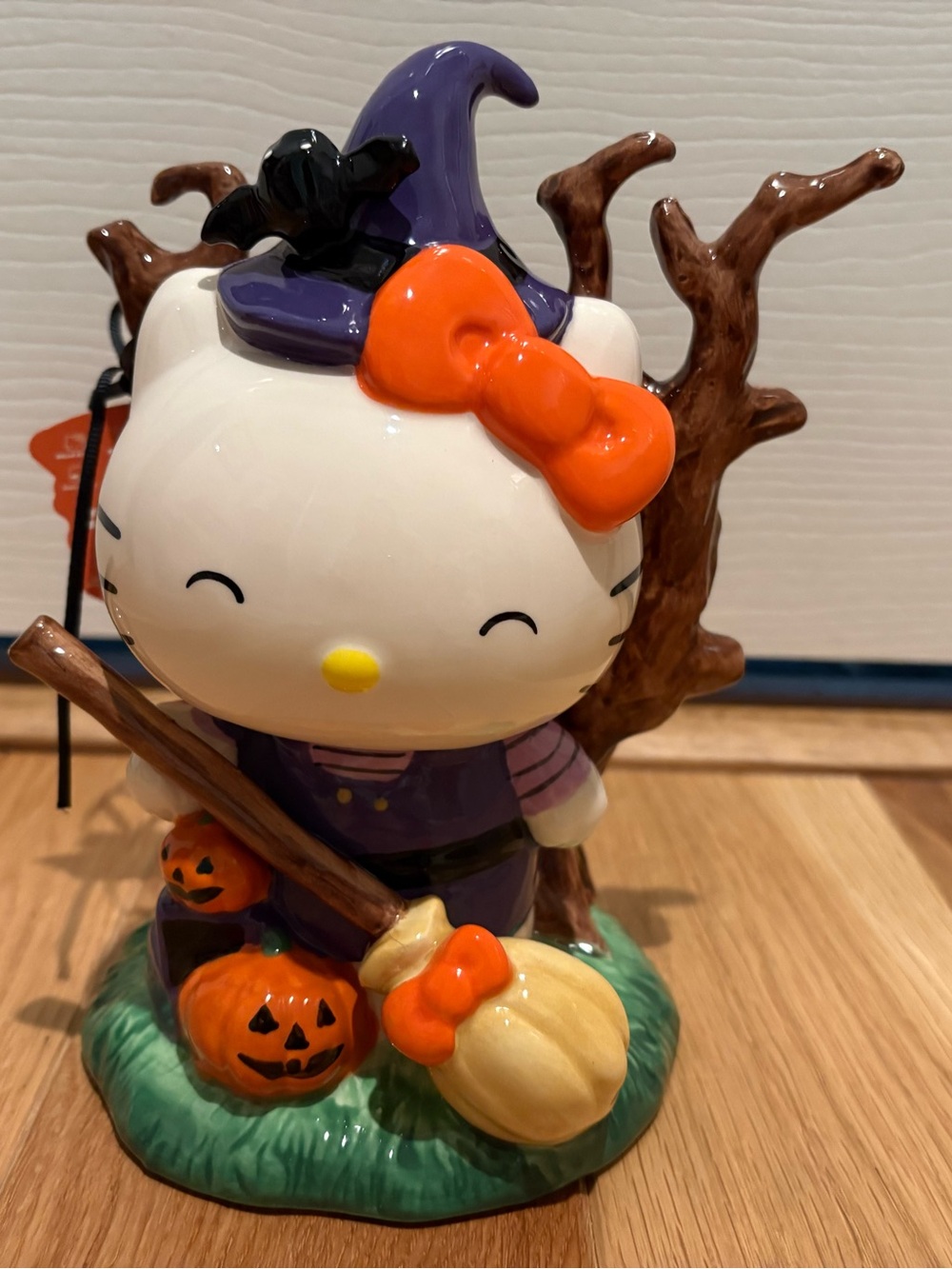 Blue Sky ClayWorks Hello Kitty Ceramic Halloween Witch Broomstick Spooky